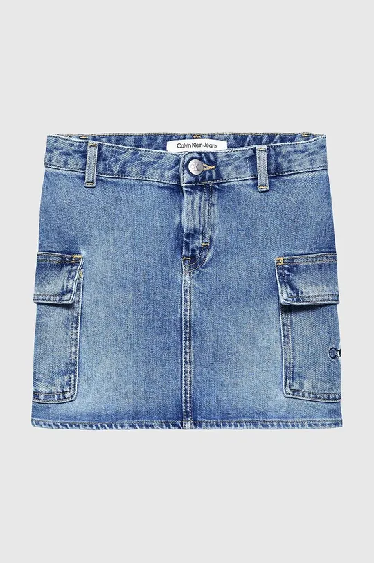 niebieski Calvin Klein Jeans spódnica jeansowa bawełniana Dziewczęcy