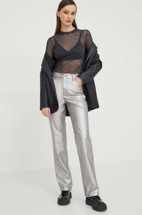 Karl Lagerfeld Jeans spodnie srebrny