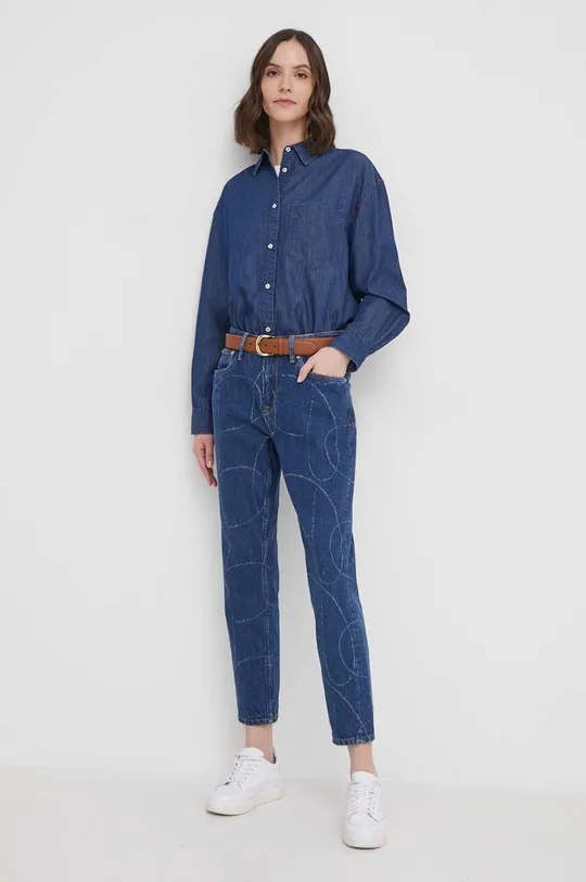 Τζιν παντελόνι Pepe Jeans TAPERED JEANS HW LOGO σκούρο μπλε