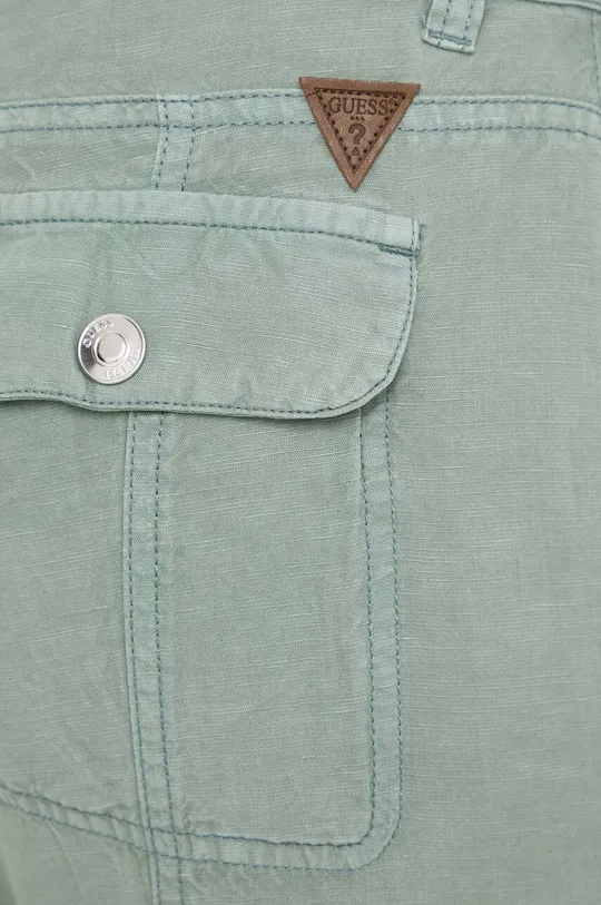 zöld Guess nadrág vászonkeverékből CLAY