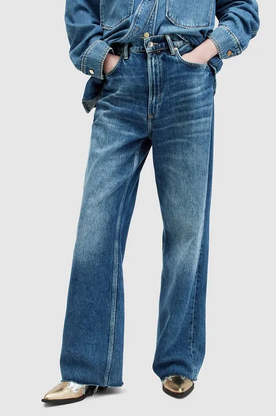 AllSaints jeansy BLAKE turkusowy