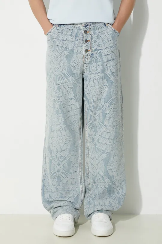 albastru Daily Paper jeansi Settle Macrame Denim Pants De bărbați