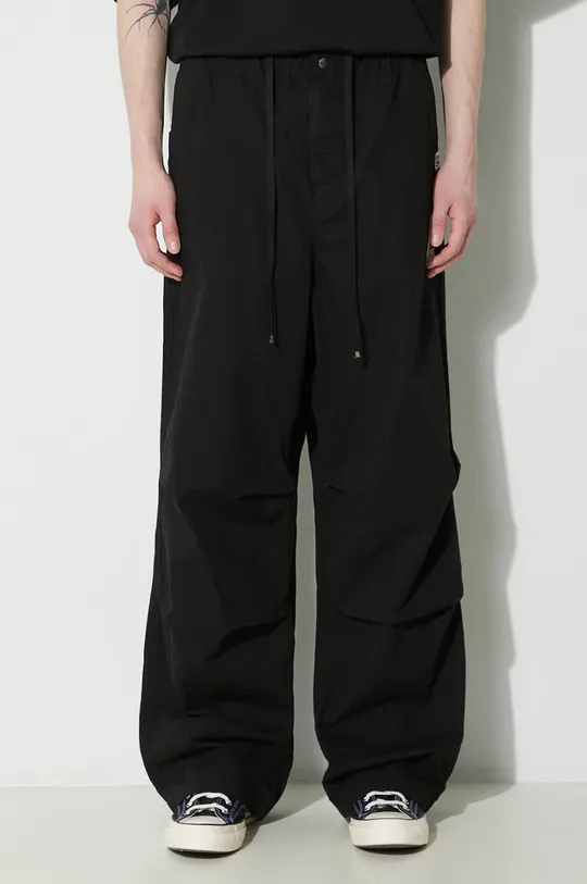 negru Maison MIHARA YASUHIRO pantaloni de bumbac Ripstop Parachute Trousers