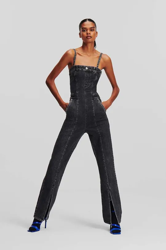 szary Karl Lagerfeld Jeans kombinezon jeansowy Damski
