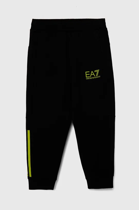 czarny EA7 Emporio Armani spodnie dresowe dziecięce Chłopięcy