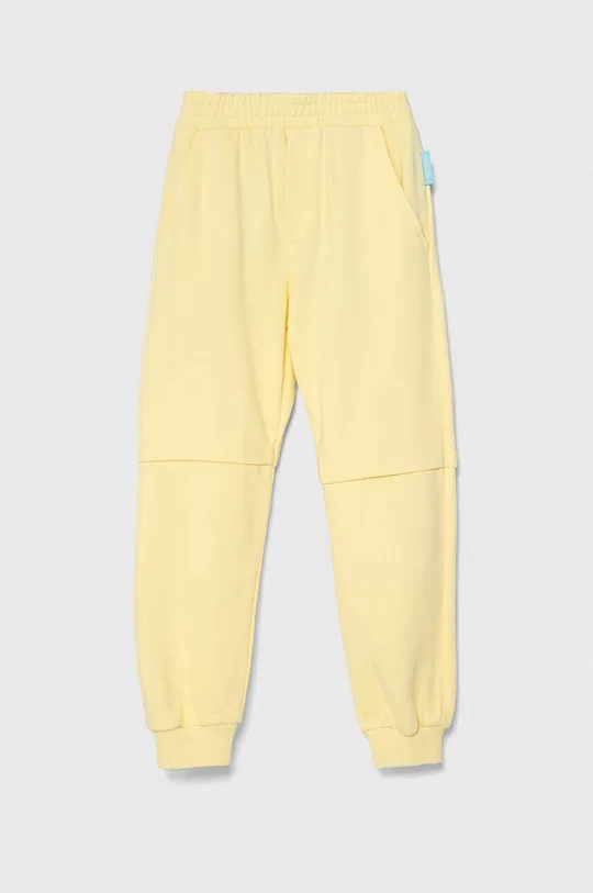 żółty Emporio Armani spodnie dresowe bawełniane dziecięce x The Smurfs Chłopięcy