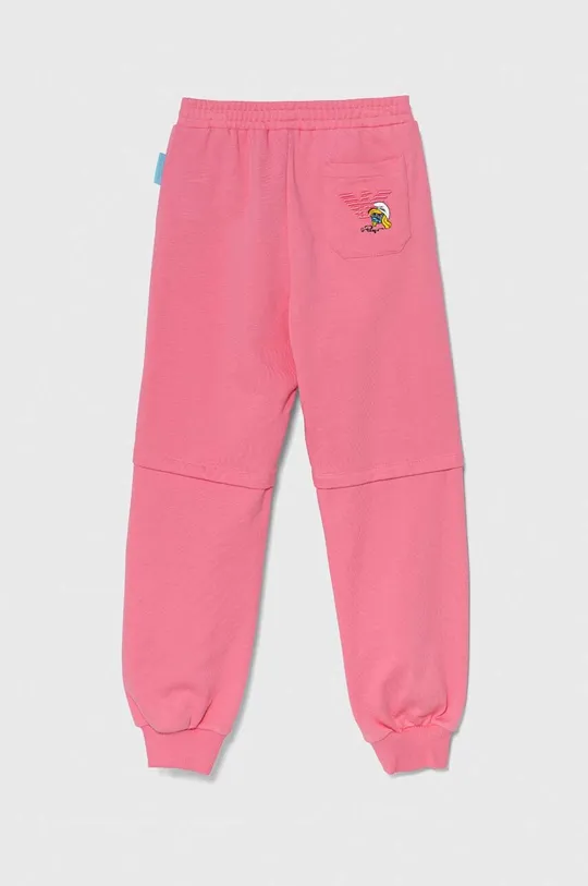 Emporio Armani spodnie dresowe bawełniane dziecięce x The Smurfs różowy