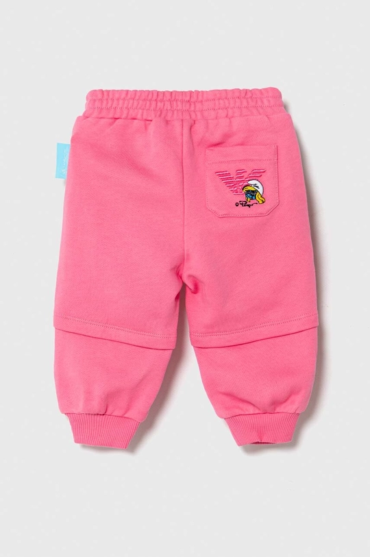 Emporio Armani pantaloni tuta in cotone neonati x The Smurfs rosa