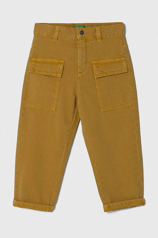 zlatna Dječje pamučne hlače United Colors of Benetton Za dječake
