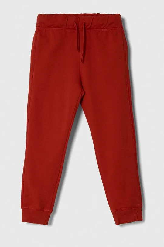 czerwony United Colors of Benetton spodnie dresowe bawełniane dziecięce Chłopięcy