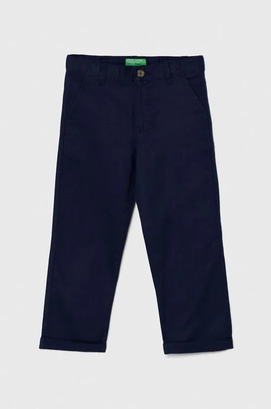 mornarsko modra Otroške lanene hlače United Colors of Benetton Fantovski