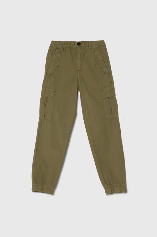 зелёный Детские хлопковые брюки Guess Для мальчиков