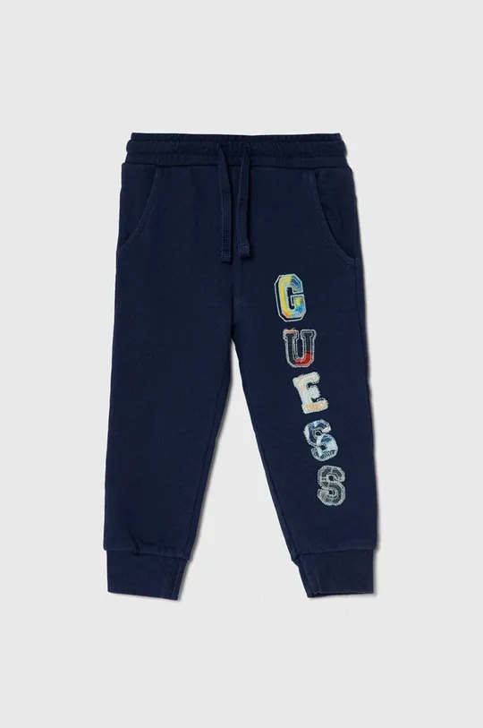 темно-синій Дитячі бавовняні штани Guess Для хлопчиків