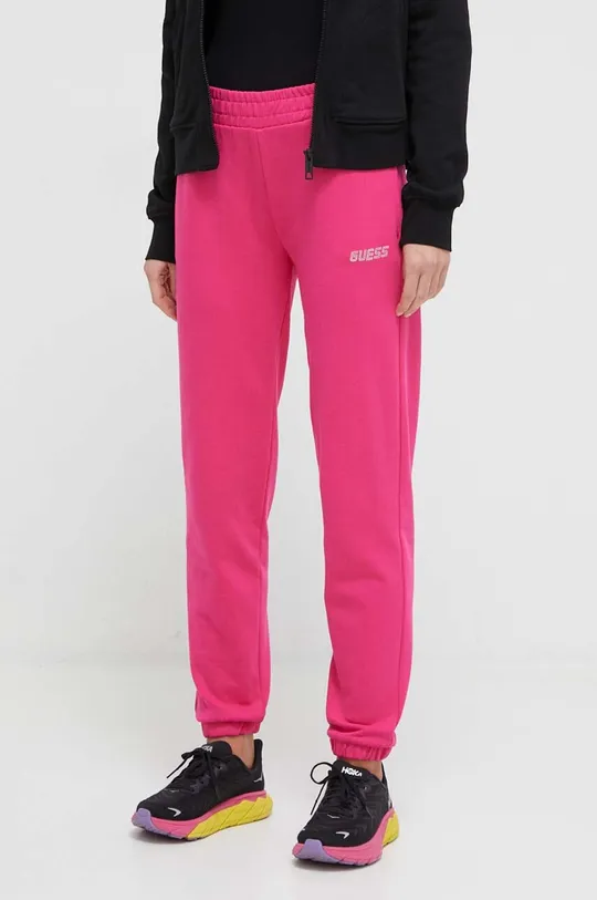 fioletowy Guess spodnie dresowe bawełniane ELEANORA Damski