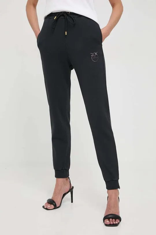 czarny Pinko spodnie dresowe bawełniane Damski