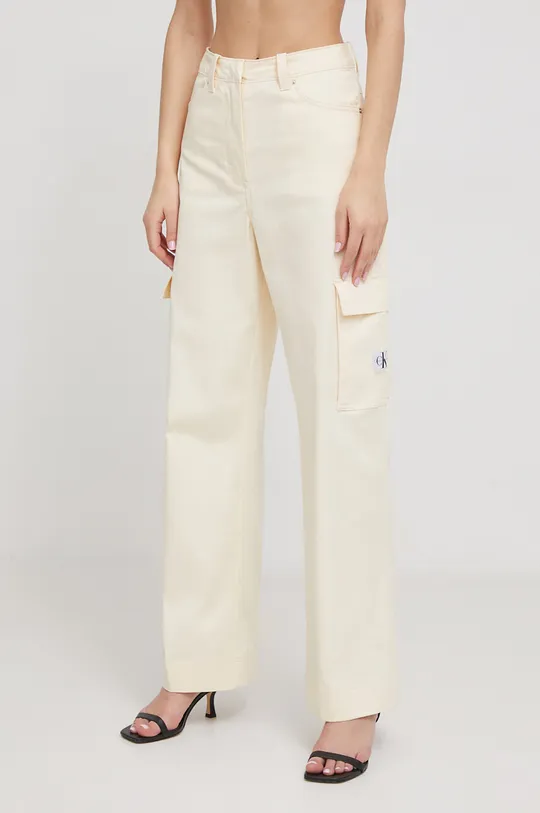beżowy Calvin Klein Jeans spodnie Damski