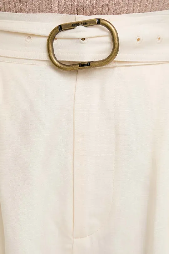 beżowy Twinset spodnie z domieszką lnu