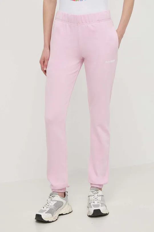 różowy PLEIN SPORT spodnie dresowe bawełniane Damski