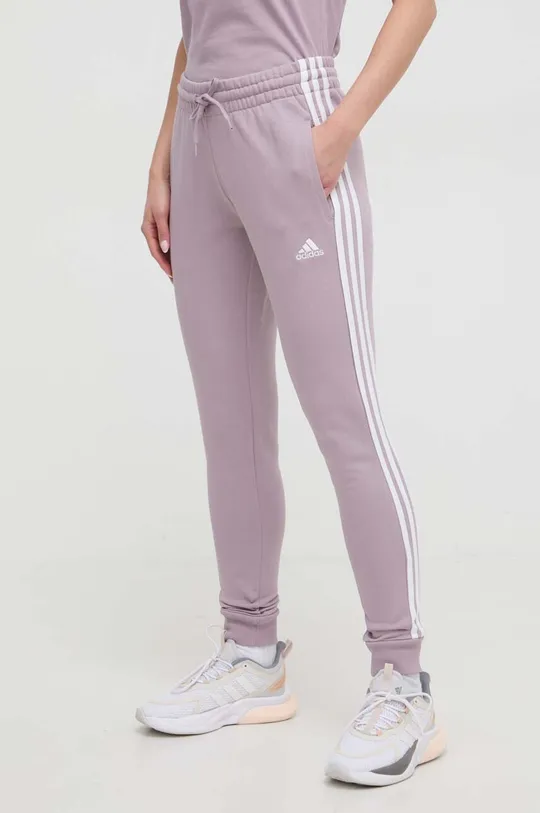 fioletowy adidas spodnie dresowe bawełniane Damski