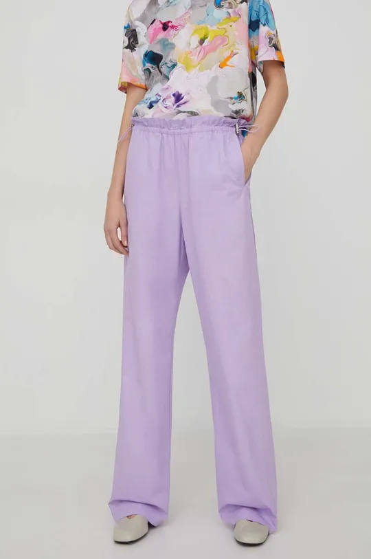 фіолетовий Бавовняні штани Stine Goya Carola Solid Жіночий