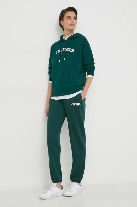 Хлопковые спортивные штаны Tommy Hilfiger зелёный