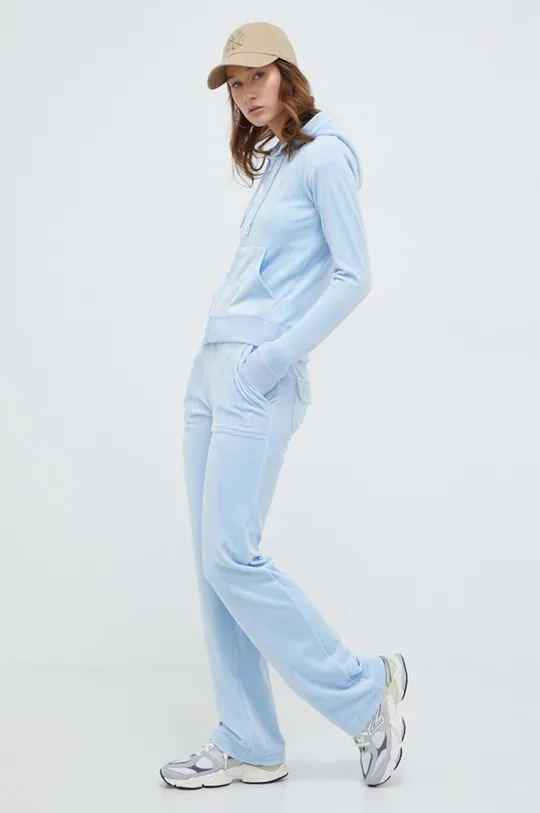 Juicy Couture spodnie dresowe welurowe niebieski