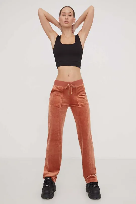 brązowy Juicy Couture spodnie dresowe welurowe Damski