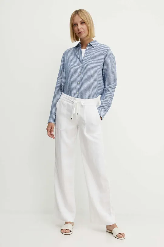 Lauren Ralph Lauren spodnie lniane biały