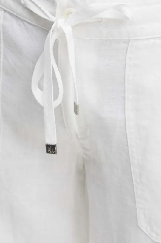 λευκό Λινό παντελόνι Lauren Ralph Lauren
