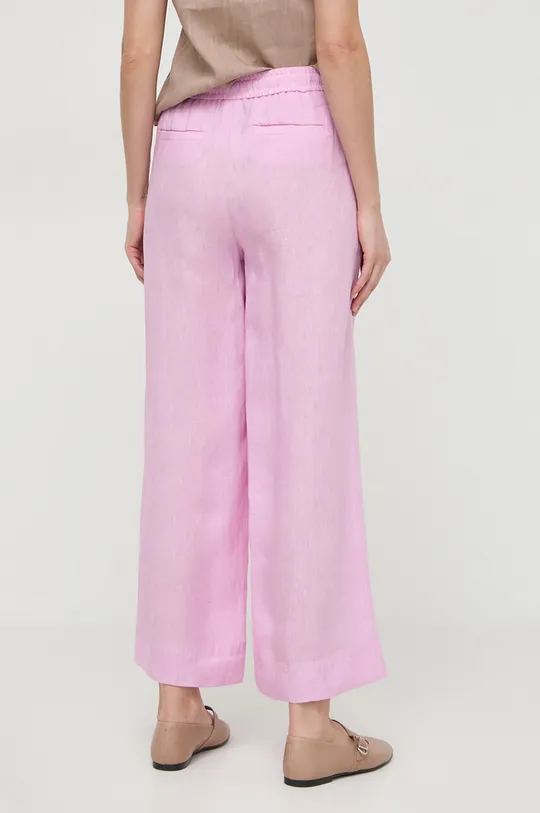 Λινό παντελόνι Marella ροζ