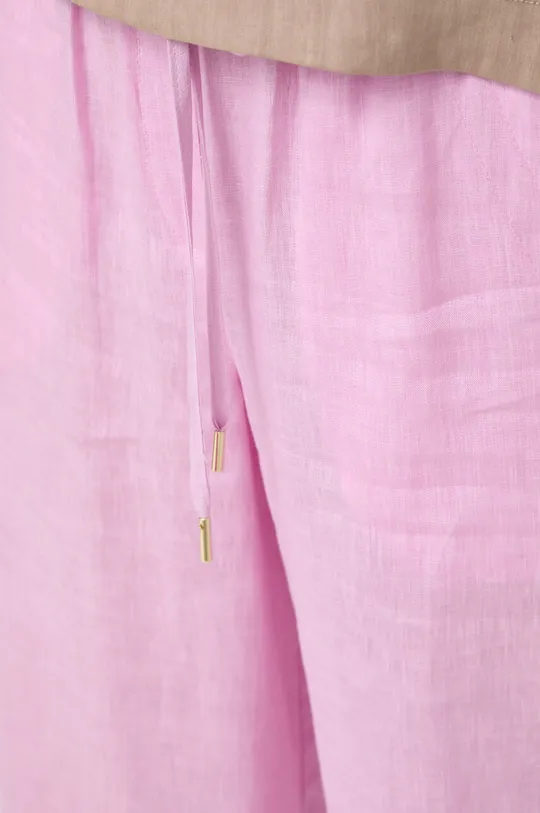 różowy Marella spodnie lniane