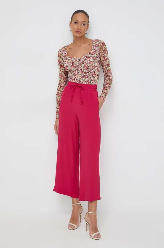 Marella spodnie z domieszką jedwabiu różowy