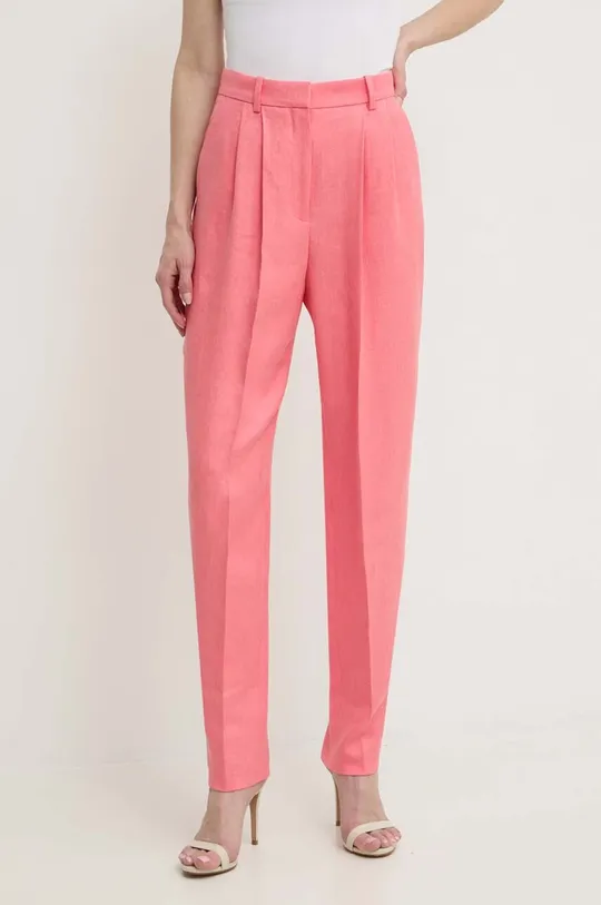 ροζ Λινό παντελόνι BOSS Γυναικεία