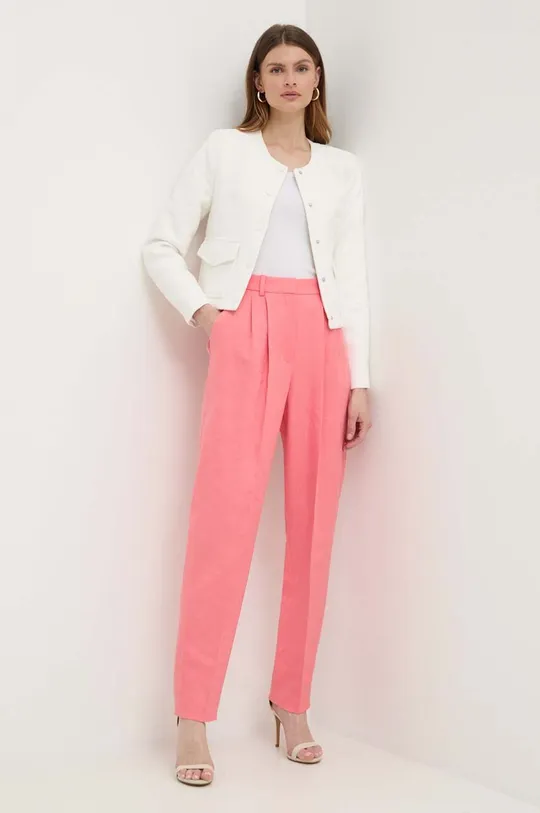 Льняные брюки BOSS розовый