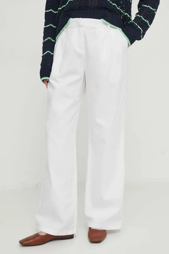 Barbour spodnie lniane biały