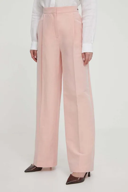 rosa Barbour pantaloni in lino misto Donna
