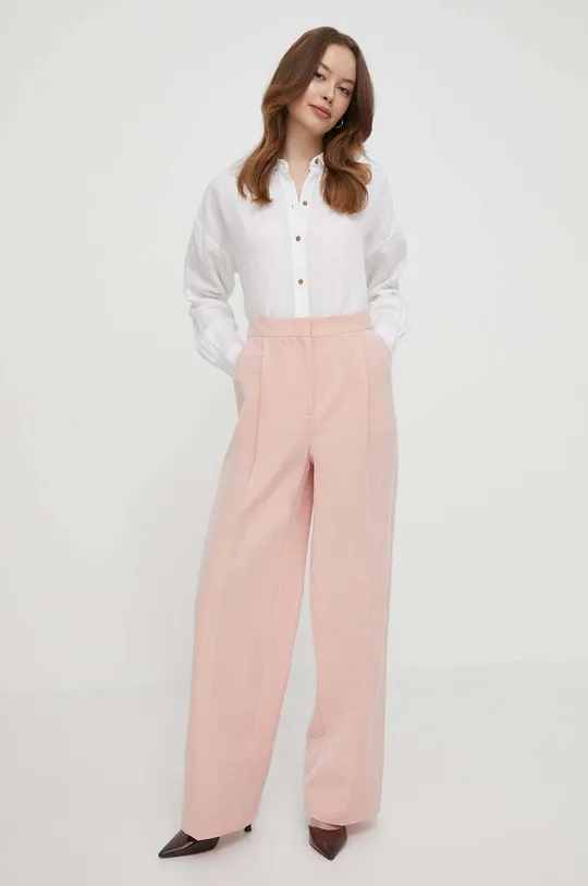 Barbour pantaloni in lino misto rosa