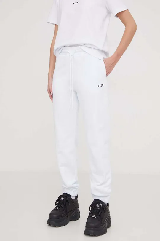 λευκό Βαμβακερό παντελόνι MSGM Γυναικεία