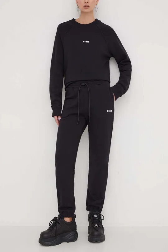 чорний Бавовняні спортивні штани MSGM Жіночий