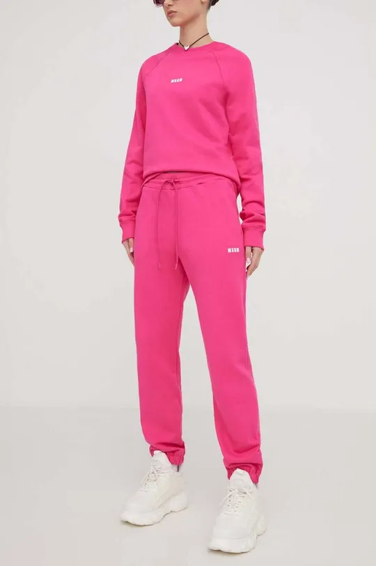 рожевий Бавовняні спортивні штани MSGM Жіночий