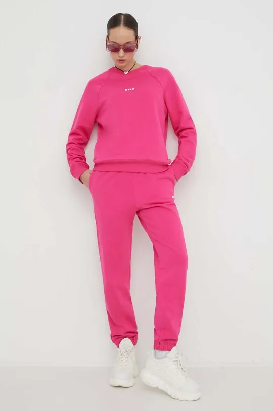 Βαμβακερό παντελόνι MSGM ροζ