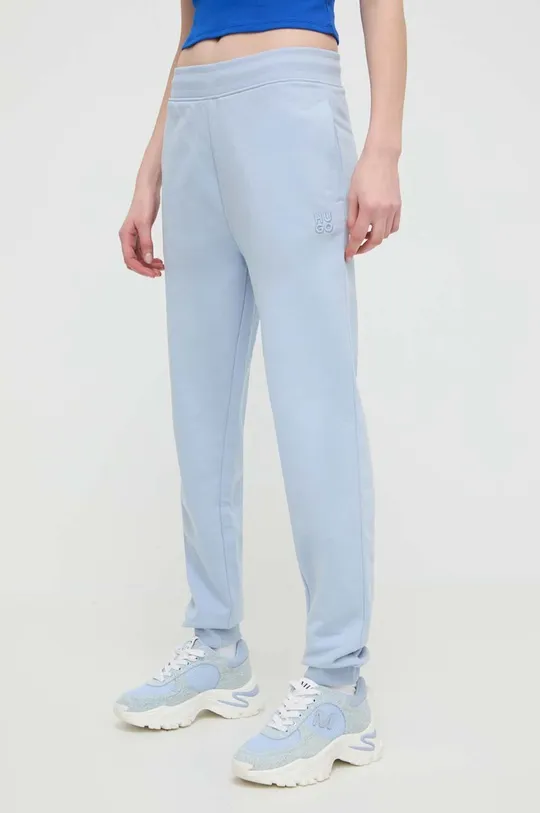 niebieski HUGO spodnie dresowe bawełniane Damski