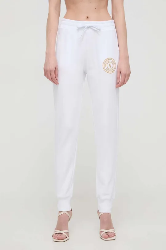 biały Versace Jeans Couture spodnie dresowe bawełniane Damski