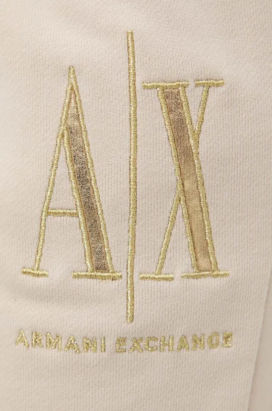 beżowy Armani Exchange spodnie dresowe bawełniane