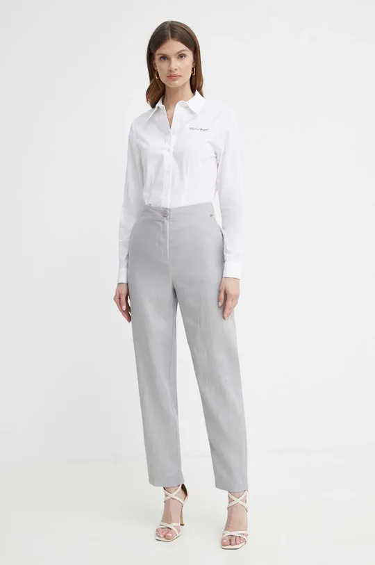 Льняные брюки Armani Exchange серый