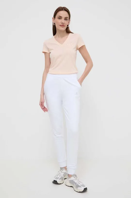 Armani Exchange spodnie dresowe bawełniane biały