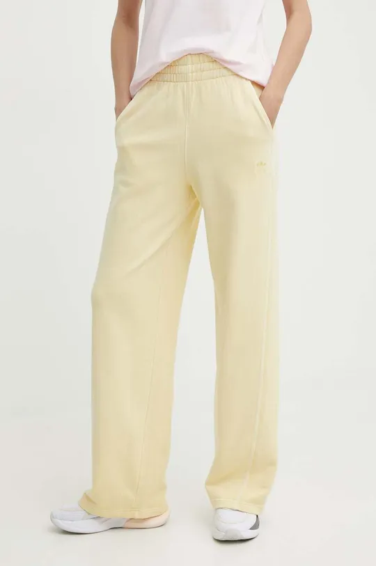 żółty adidas Originals spodnie dresowe bawełniane Damski