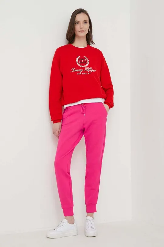 Βαμβακερό παντελόνι United Colors of Benetton ροζ