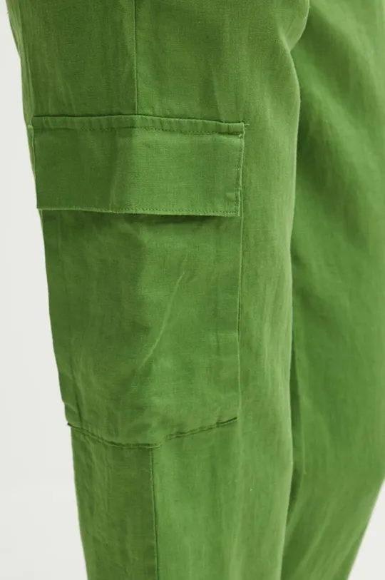 πράσινο Λινό παντελόνι United Colors of Benetton