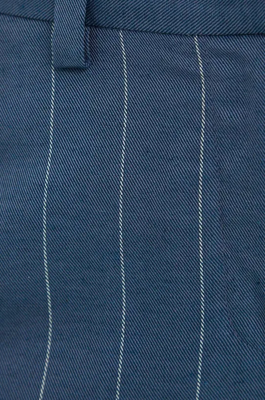 niebieski Sisley spodnie z domieszką lnu